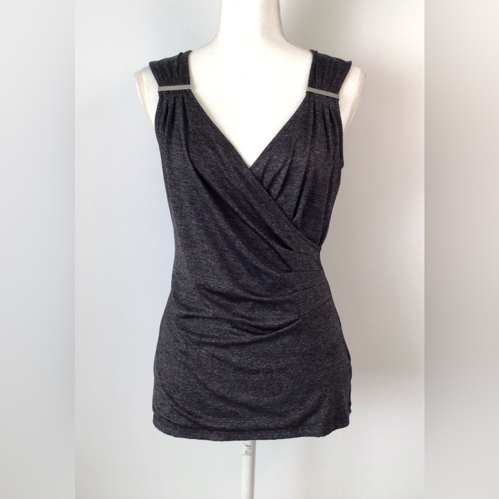 White House Black Market Faux Wrap Sleeveless Blouse Top Shirt